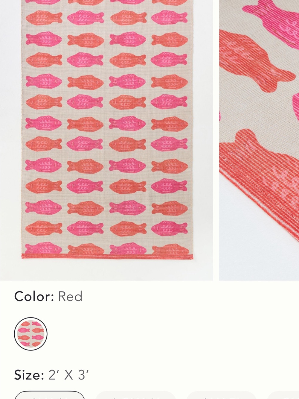 2’ x 3’ Pink & Coral Candy Fish Pattern indoor/outdoor Rug by Anthropologie NWOT - Picture 3 of 4